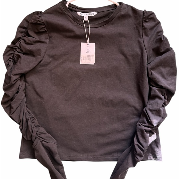 Walter Baker Black Ruched Long Sleeve Top - Black - Picture 4 of 4